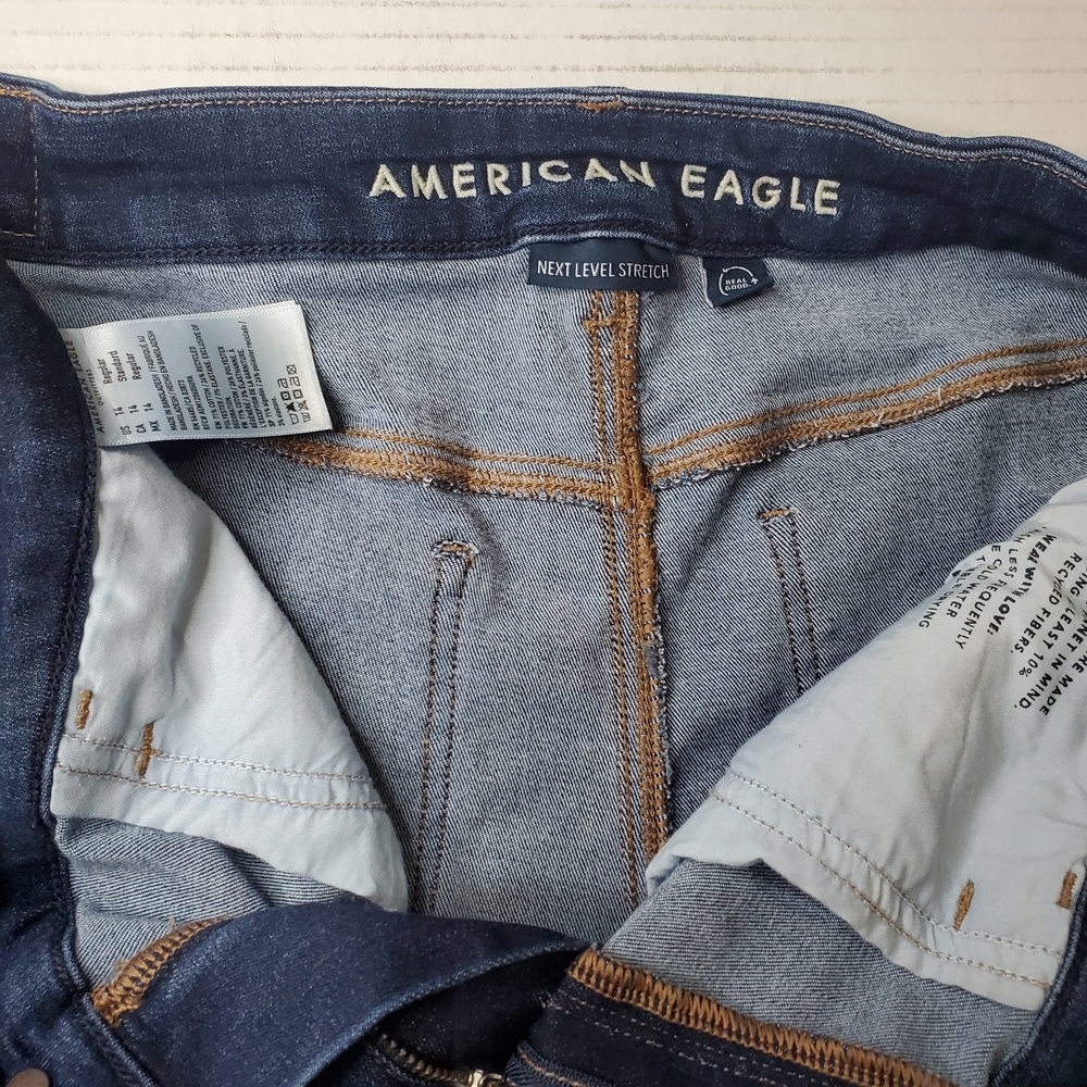 American Eagle Outfitters Dark Indigo Straight Leg Jeans 14 - Picture 5 of 6
